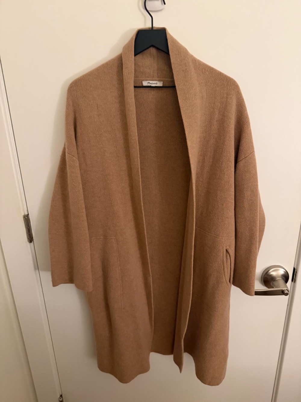 Madewell Merino Wool Open-Front Camel Knit Jacket